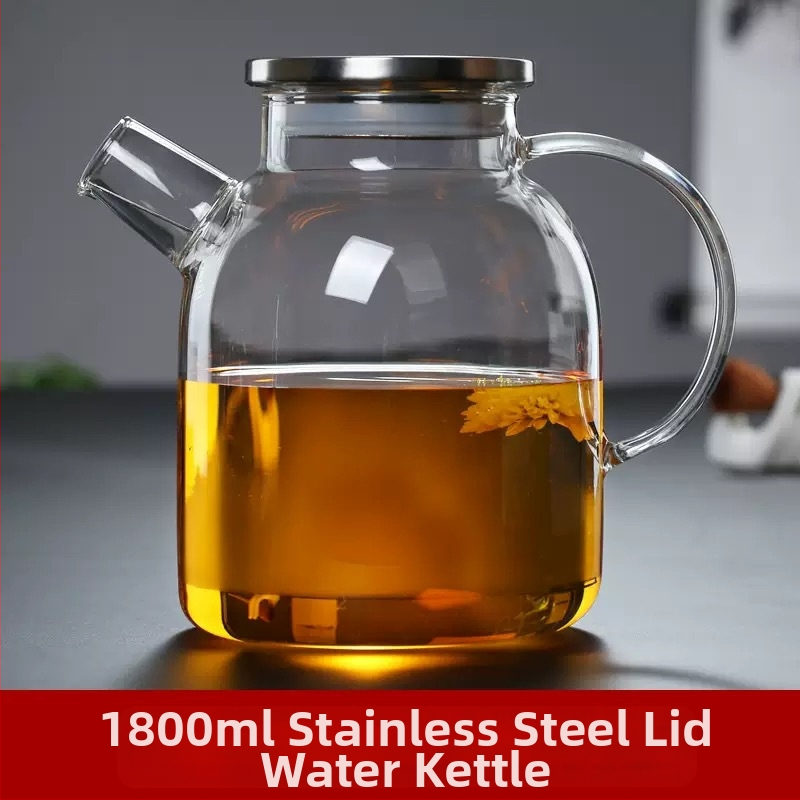 Gyárilag foltos, nagy boroszilikát üvegből készült, nagy kapacitású bambusz fedéllel ellátott hideg vízforraló, háztartási fűthető virágtea-főző, friss gyümölcslé-készítő vízforraló