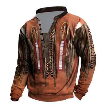 Határokon átnyúló 2023 tavaszi divatos európai és amerikai férfi 6 gombos 3D digitális nyomtatású retró hosszú ujjú felső gyári outlet