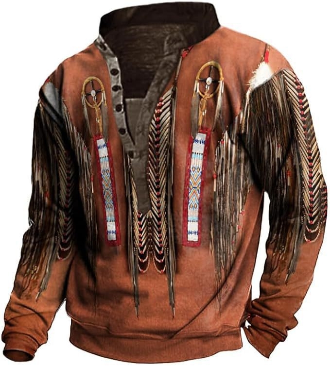 Határokon átnyúló 2023 tavaszi divatos európai és amerikai férfi 6 gombos 3D digitális nyomtatású retró hosszú ujjú felső gyári outlet