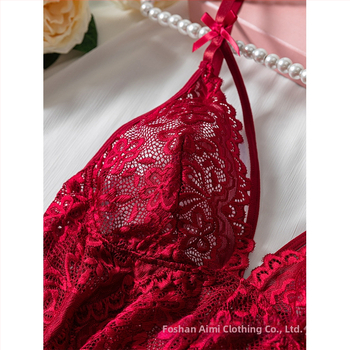 Σέξι γυναικείο νυχτικό με κόκκινη δαντέλα και κεντημένη σέξι πιτζάμα Cross-border Explosions, καλοκαιρινό εσώρουχο, 24015