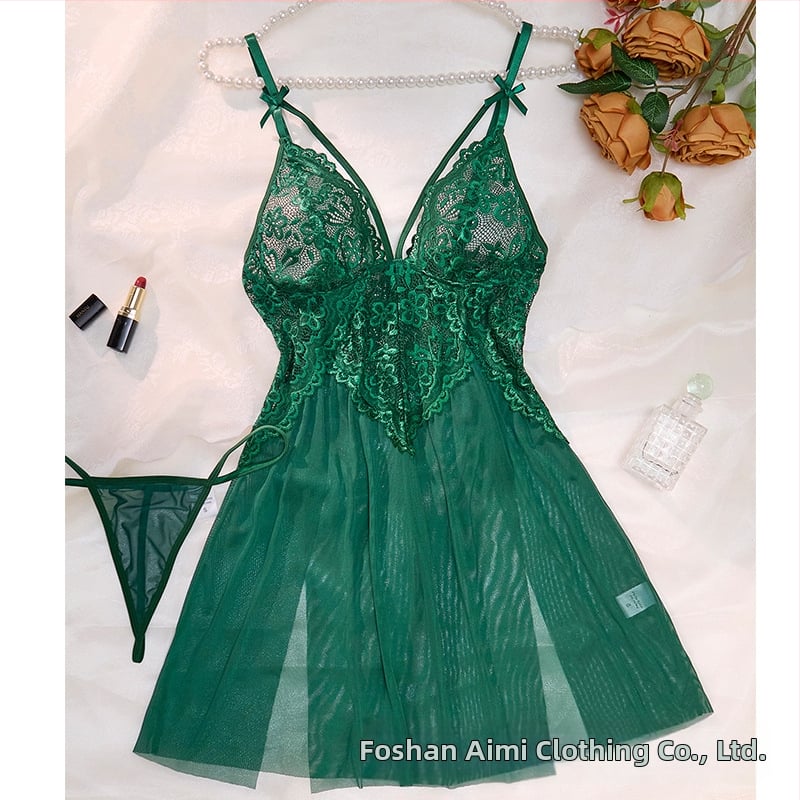 Σέξι γυναικείο νυχτικό με κόκκινη δαντέλα και κεντημένη σέξι πιτζάμα Cross-border Explosions, καλοκαιρινό εσώρουχο, 24015