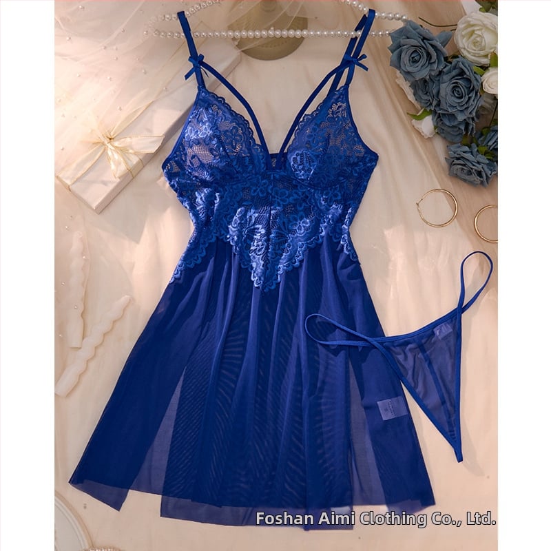 Σέξι γυναικείο νυχτικό με κόκκινη δαντέλα και κεντημένη σέξι πιτζάμα Cross-border Explosions, καλοκαιρινό εσώρουχο, 24015