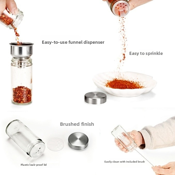 Трансграничен въртящ се резервоар за подправки от неръждаема стомана, подходящ за многорешетъчен резервоар за подправки, кухненски резервоар за съхранение на подправки, запечатан и свеж