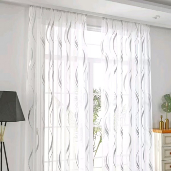 Modernus metalinis bangų raštas, vieno sluoksnio blizgučių tiulio užuolaidos