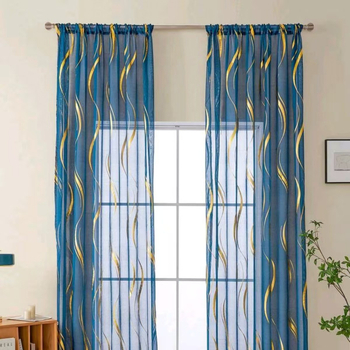 Modernus metalinis bangų raštas, vieno sluoksnio blizgučių tiulio užuolaidos