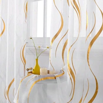 Modernus metalinis bangų raštas, vieno sluoksnio blizgučių tiulio užuolaidos