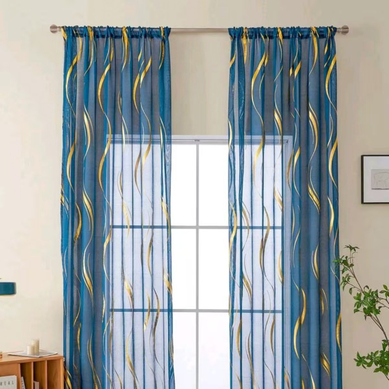 Modernus metalinis bangų raštas, vieno sluoksnio blizgučių tiulio užuolaidos