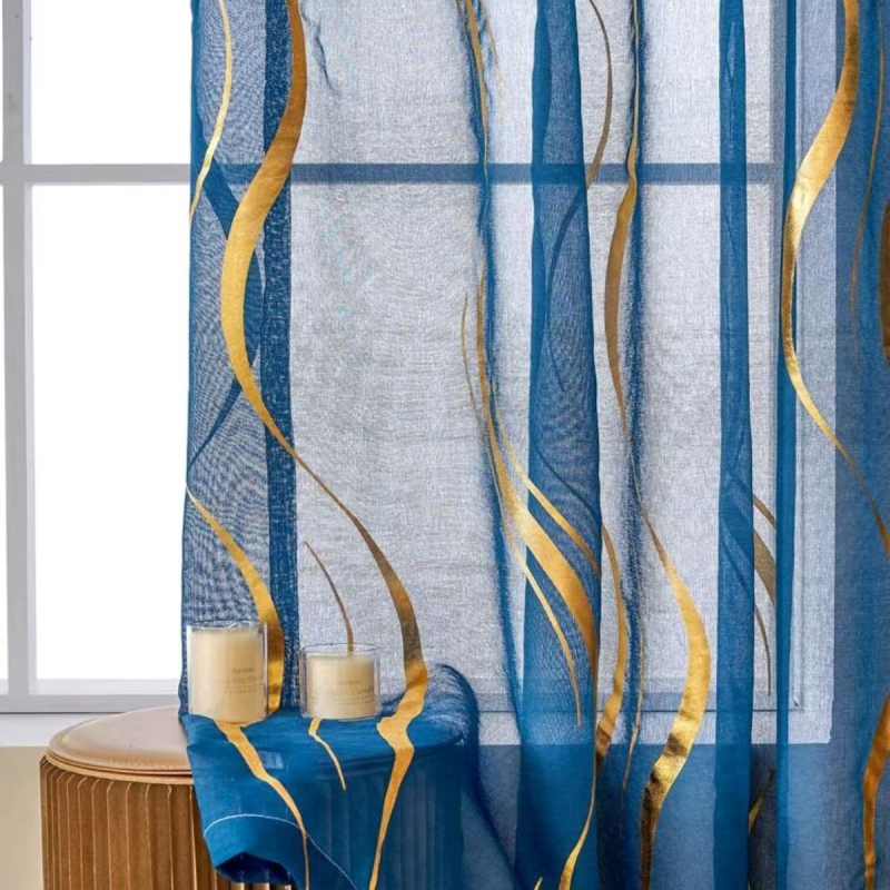 Modernus metalinis bangų raštas, vieno sluoksnio blizgučių tiulio užuolaidos