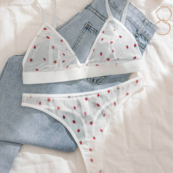 Σετ σέξι, διαφανή εσώρουχα με τριγωνικό κύπελλο και τυπωμένο δίχτυ σε ευρωπαϊκό και αμερικανικό σχέδιο με διασυνοριακή αγάπη