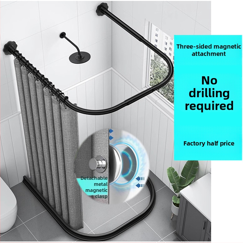 U-kujuline kokkupandav dušikardinaülikond Dušikardin Vannitoa kuiv- ja märgeraldus Vannitoa kattev kardin Paugutamata U-kujuline dušikardina varras