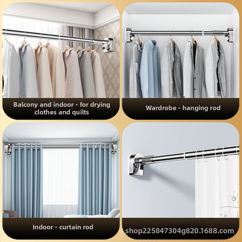 Ράβδος στεγνώματος ρούχων χωρίς τρύπες, τηλεσκοπική ράβδος κουρτίνας ντους, ράβδος από ανοξείδωτο ατσάλι για δροσερή ντουλάπα, ράβδος συρρίκνωσης τουαλέτας, ράβδος στεγνώματος κουρτινών