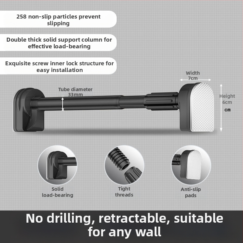 Lyukmentes ruhaszárító rúd Teleszkópos zuhanyfüggöny rúd Rozsdamentes acél Hűvös ruhásszekrény rúd WC zsugorító rúd Függönyrúd szárító állvány