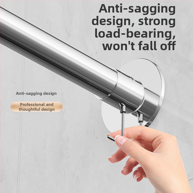 Извита завеса за душ за баня, без перфоратори, L-образна полу-U-образна телескопична завеса за душ от неръждаема стомана, ветрилообразна завеса за душ, сушилня за дрехи