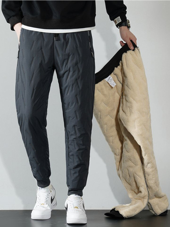 Панталони с дебела пухена подплата, ежедневни мъжки панталони, двойки, североизточни пътни водоустойчиви памучни панталони, топли дебели панталони