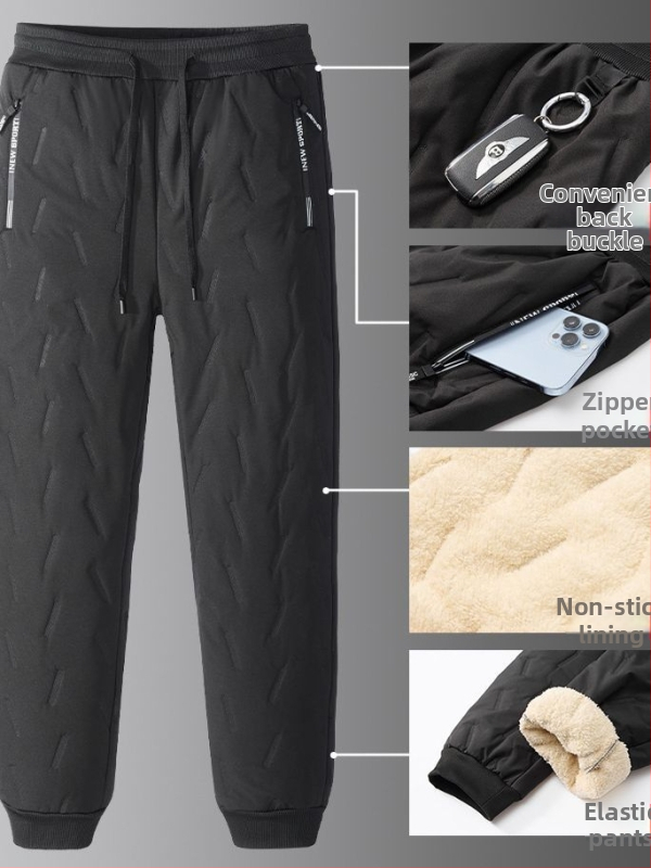 Панталони с дебела пухена подплата, ежедневни мъжки панталони, двойки, североизточни пътни водоустойчиви памучни панталони, топли дебели панталони