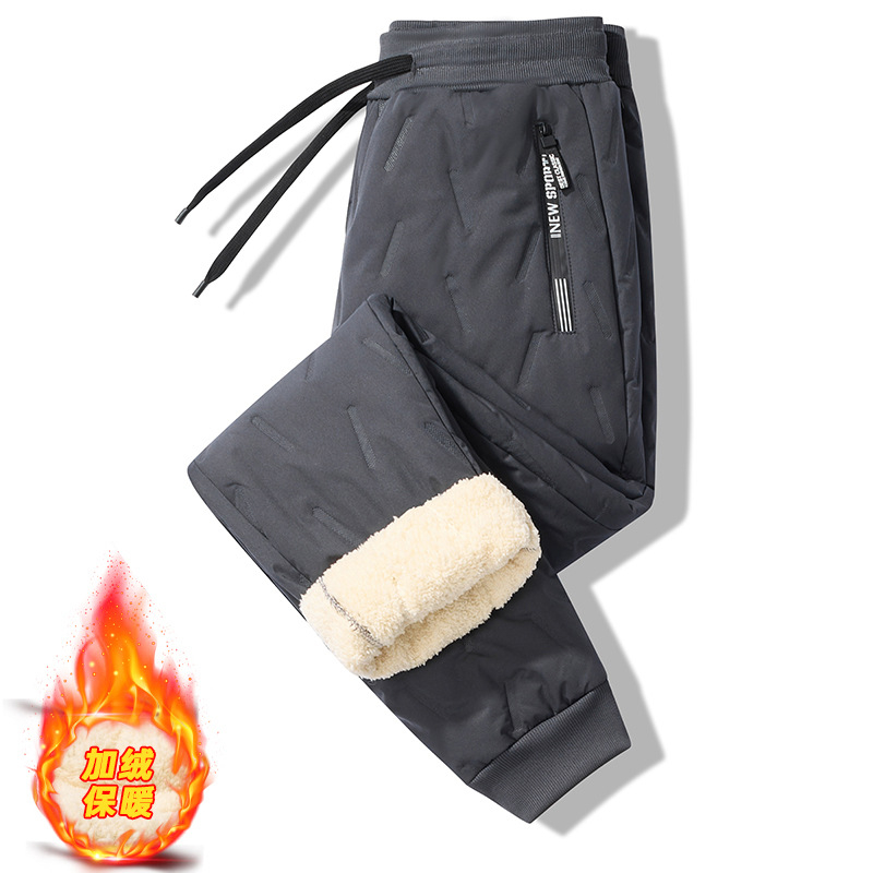 Панталони с дебела пухена подплата, ежедневни мъжки панталони, двойки, североизточни пътни водоустойчиви памучни панталони, топли дебели панталони
