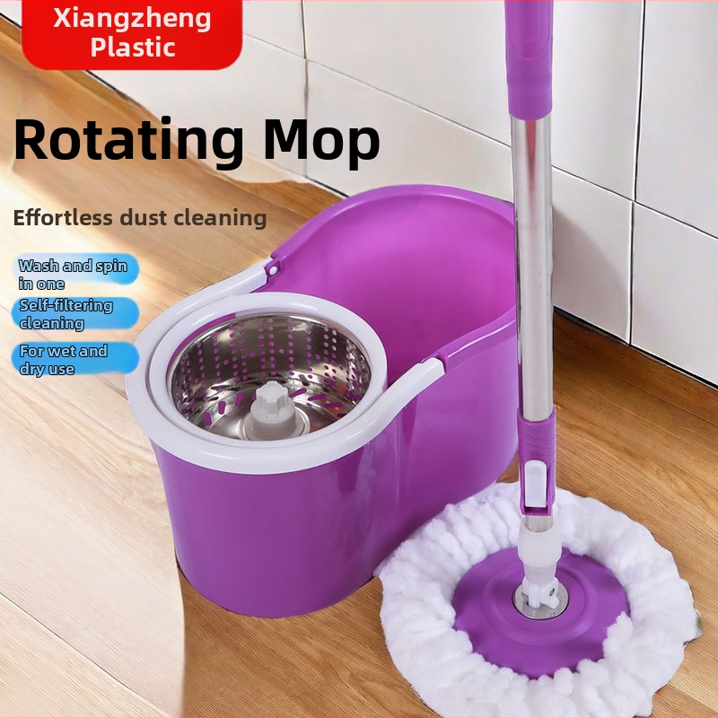 Μικρός κάδος εξωτερικού εμπορίου με σχήμα οκτώ, χαλύβδινο καλάθι, σετ περιστρεφόμενων σφουγγαρίστρας χωρίς πλύσιμο, στρογγυλή σφουγγαρίστρα Lazy Mop με ένα σκούπισμα και κάδο