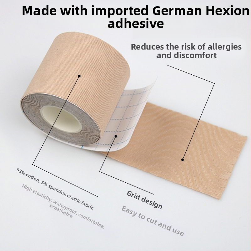 Uued piiriülesed venivast riidest rinnakleebised, kogutud rinnakleebised, teibiga nähtamatu tõstev isekleepuvad spordisidemega rinnakleebised naistele