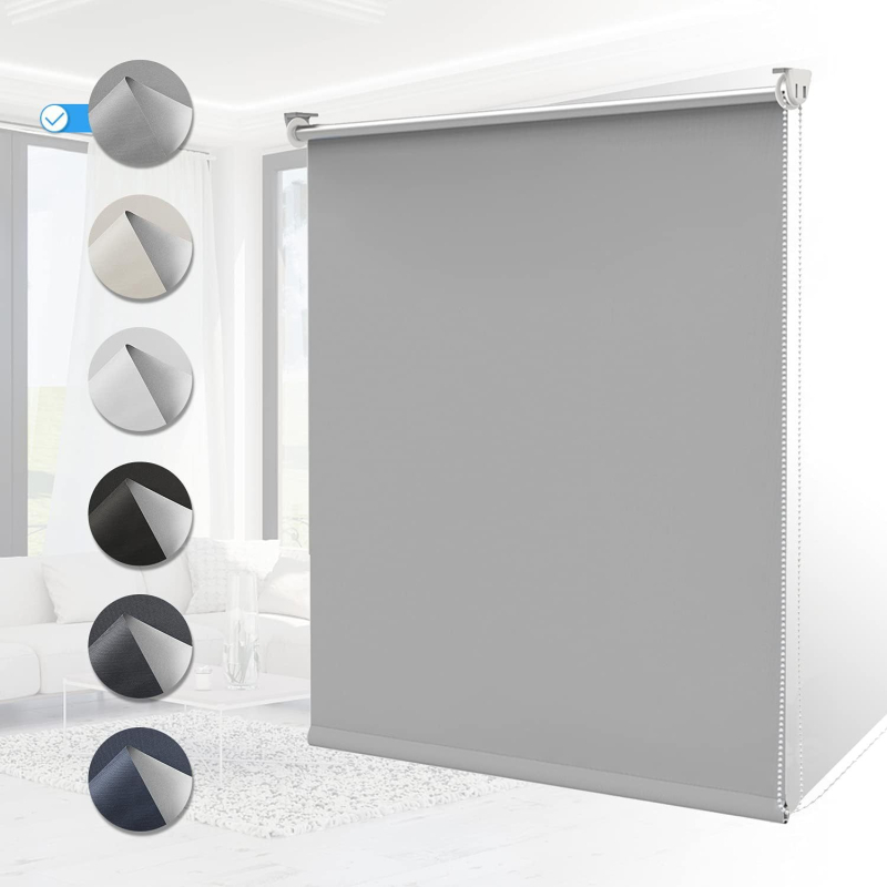 17 mm visiškai užtamsinanti žaliuzių užuolaida, balta/pilka/geltona, 100 % užtamsinimo, pakeliama, be perforacijų, užuolaida