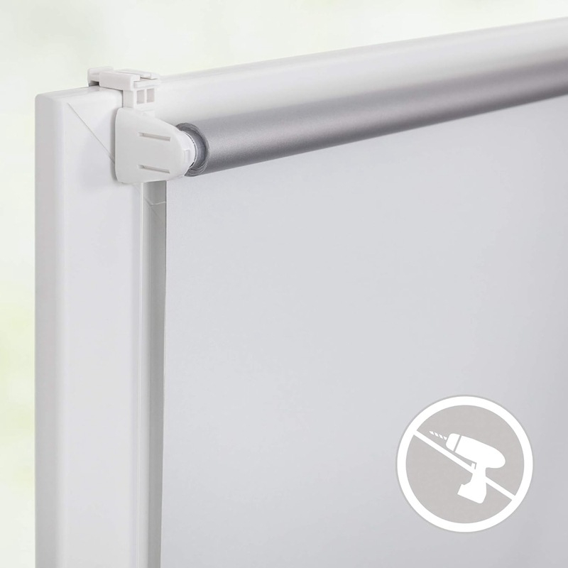 17 mm visiškai užtamsinanti žaliuzių užuolaida, balta/pilka/geltona, 100 % užtamsinimo, pakeliama, be perforacijų, užuolaida