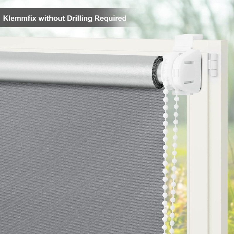 17 mm visiškai užtamsinanti žaliuzių užuolaida, balta/pilka/geltona, 100 % užtamsinimo, pakeliama, be perforacijų, užuolaida