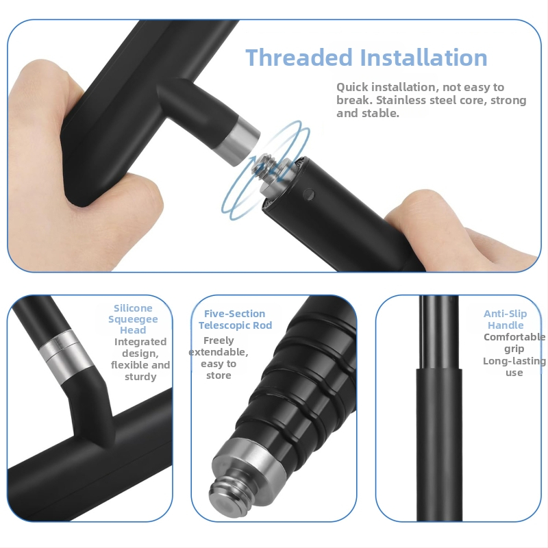 Силиконова чистачка за стъкло, подвижна, прибираща се домакинска стъргалка за стъкло за почистване на пода на прозореца на тоалетната баня