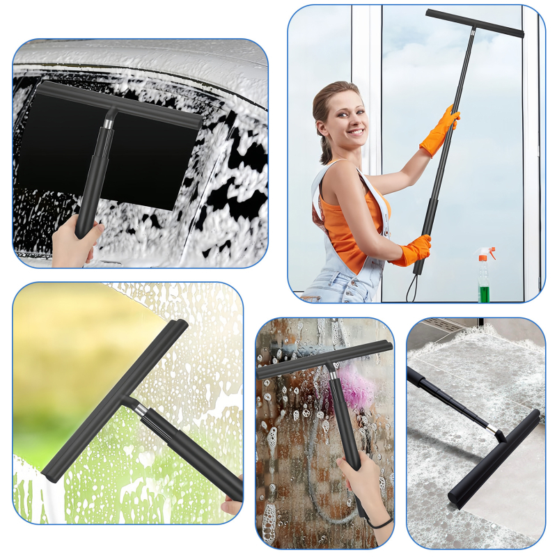 Αποσπώμενη, ανασυρόμενη ξύστρα γυαλιού οικιακής χρήσης για τον καθαρισμό του δαπέδου του παραθύρου της τουαλέτας και του μπάνιου