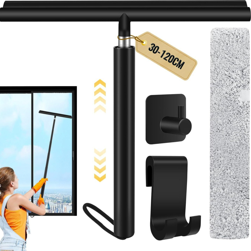 Αποσπώμενη, ανασυρόμενη ξύστρα γυαλιού οικιακής χρήσης για τον καθαρισμό του δαπέδου του παραθύρου της τουαλέτας και του μπάνιου