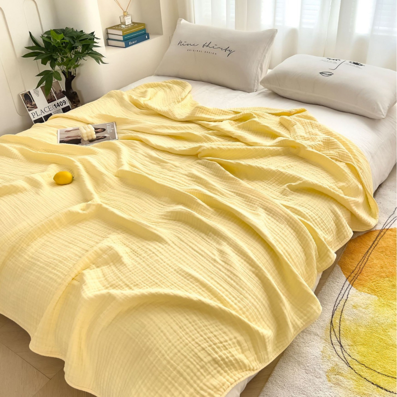 Plapumă de vară din bumbac pur, cu șase straturi, din tifon, Class A, pătură Seersucker, simplă, din tifon, prietenoasă cu pielea, pentru copii