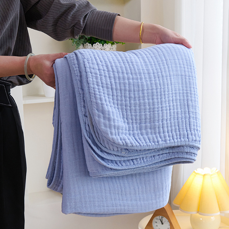 Plapumă de vară din bumbac pur, cu șase straturi, din tifon, Class A, pătură Seersucker, simplă, din tifon, prietenoasă cu pielea, pentru copii