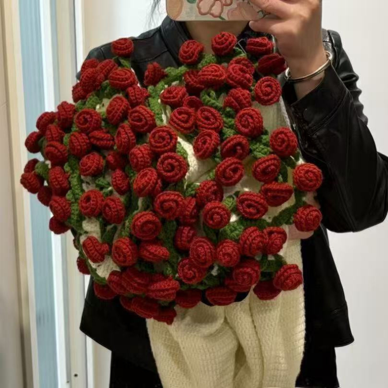 Užbaigta rožių puokštės antklodė, snukučio antklodė, Valentino dienos dovana merginai, 99 gėlių antklodė, rožių antklodė