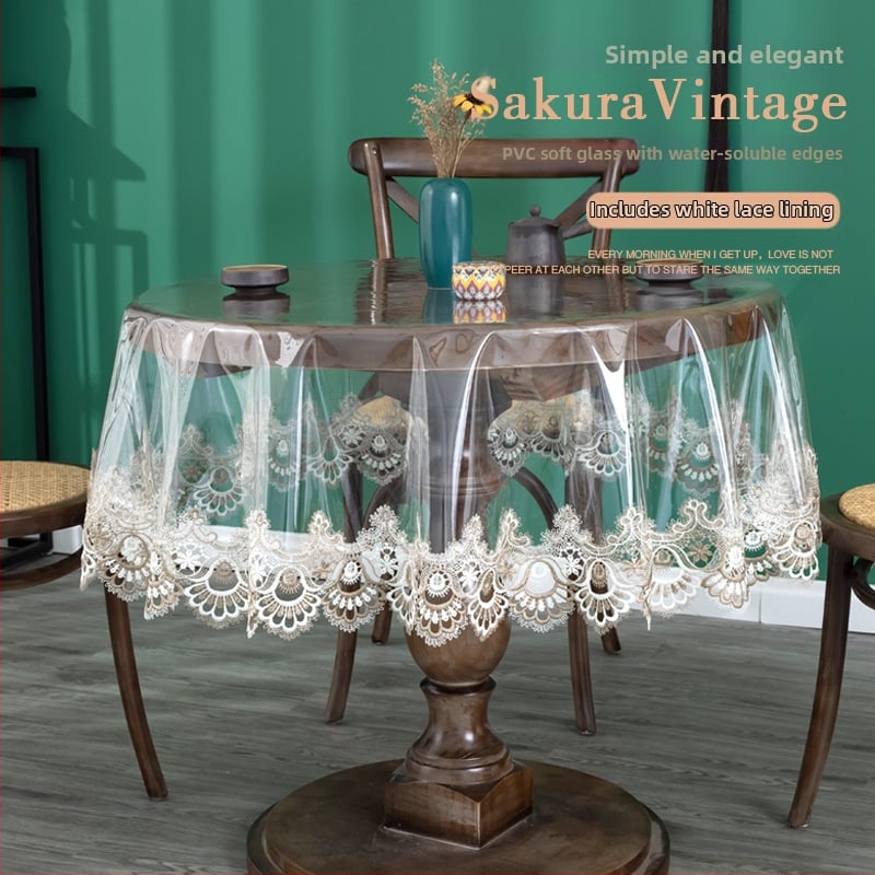 Laua pehmest klaasist pvc pitsist laudlina veekindel ja õlikindel ühekordne teelaua läbipaistev matt põletusvastane kristallplaadiga söögilauamatt