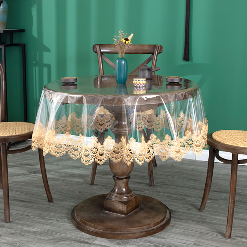 Laua pehmest klaasist pvc pitsist laudlina veekindel ja õlikindel ühekordne teelaua läbipaistev matt põletusvastane kristallplaadiga söögilauamatt