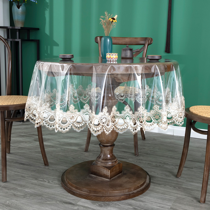 Laua pehmest klaasist pvc pitsist laudlina veekindel ja õlikindel ühekordne teelaua läbipaistev matt põletusvastane kristallplaadiga söögilauamatt