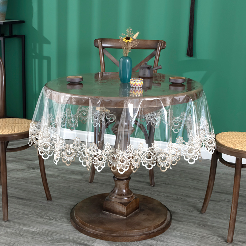 Laua pehmest klaasist pvc pitsist laudlina veekindel ja õlikindel ühekordne teelaua läbipaistev matt põletusvastane kristallplaadiga söögilauamatt