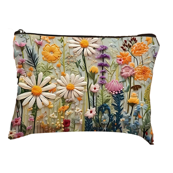 Τσάντα καλλυντικών Amazon Cross-Border Floral Μεγάλης χωρητικότητας Φορητή τσάντα ταξιδιού Διπλής όψης Τυπωμένη λινή τσάντα χονδρικής καλλυντικών