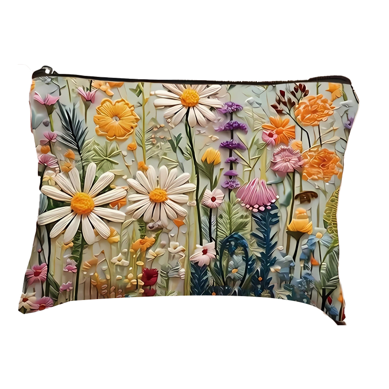 Τσάντα καλλυντικών Amazon Cross-Border Floral Μεγάλης χωρητικότητας Φορητή τσάντα ταξιδιού Διπλής όψης Τυπωμένη λινή τσάντα χονδρικής καλλυντικών