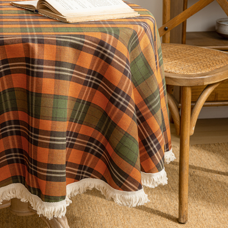 Őszi kockás terítő, pásztori stílusú téglalap alakú étkezőasztal terítő, nappali dohányzóasztal huzat, szövet betakarítás, hálaadás napi dekoráció