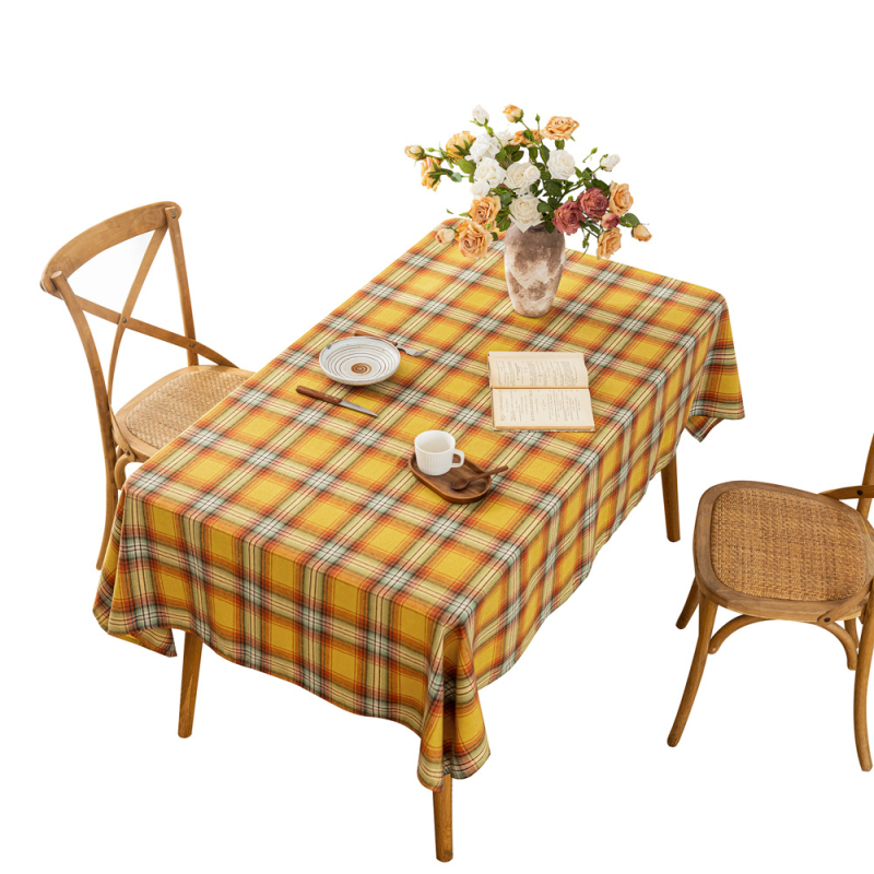 Őszi kockás terítő, pásztori stílusú téglalap alakú étkezőasztal terítő, nappali dohányzóasztal huzat, szövet betakarítás, hálaadás napi dekoráció