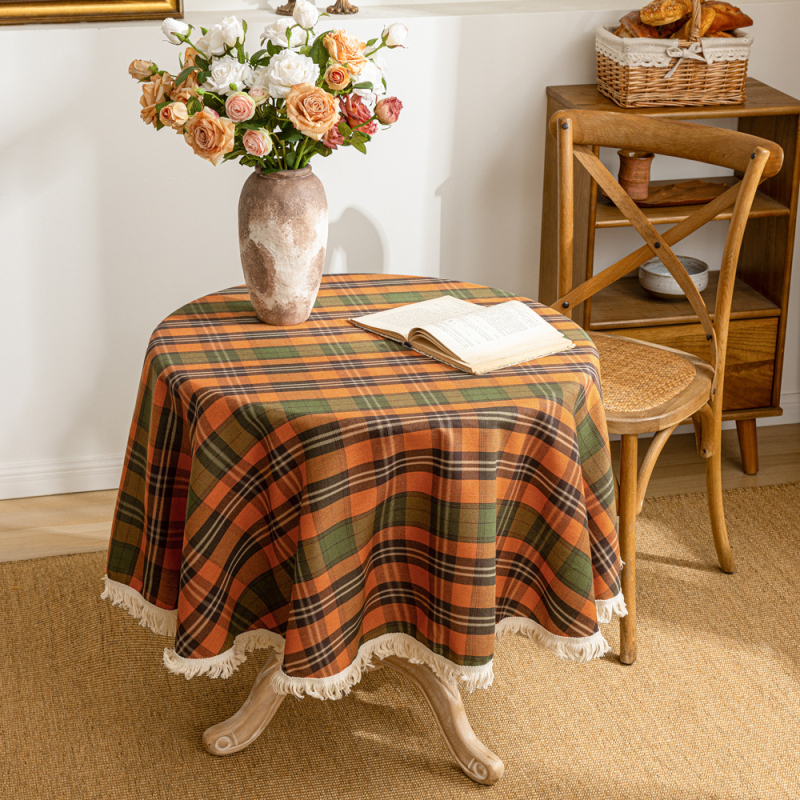Őszi kockás terítő, pásztori stílusú téglalap alakú étkezőasztal terítő, nappali dohányzóasztal huzat, szövet betakarítás, hálaadás napi dekoráció