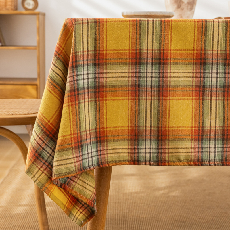 Őszi kockás terítő, pásztori stílusú téglalap alakú étkezőasztal terítő, nappali dohányzóasztal huzat, szövet betakarítás, hálaadás napi dekoráció