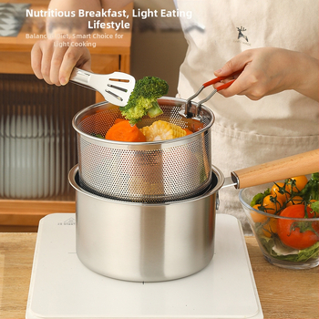 Nerūdijančio plieno keptuvė, buitinė, maža keptuvė su sieteliu, dujinė keptuvė, gilinanti degalus, taupanti 304 nerūdijančio plieno keptuvę