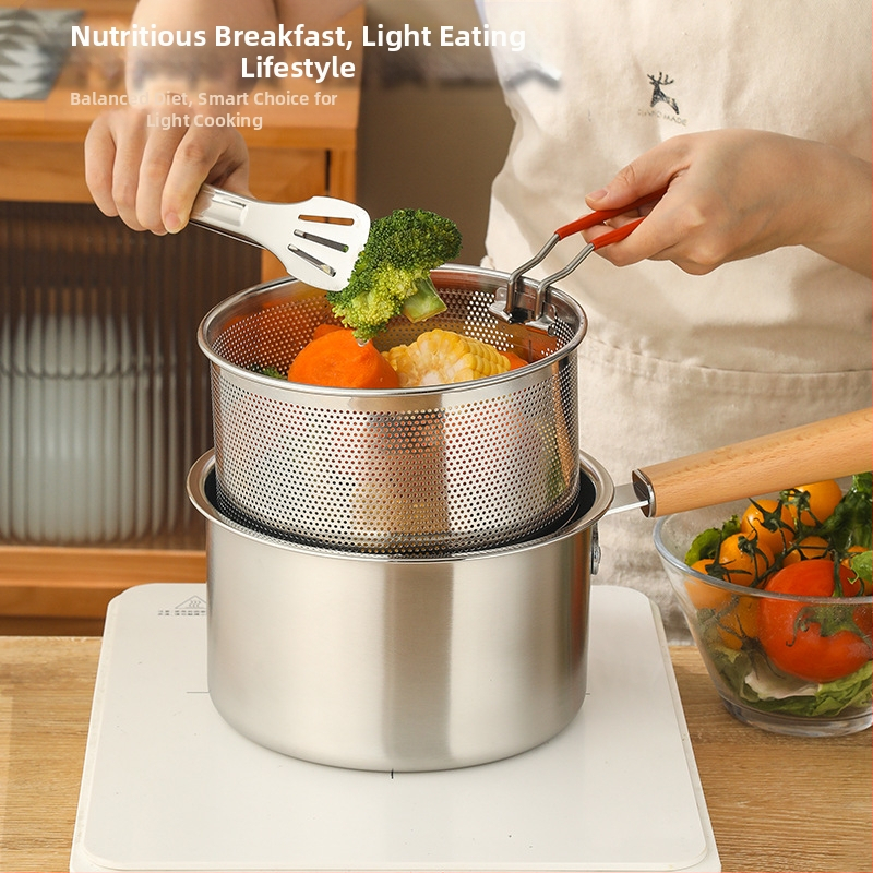 Roostevabast terasest praepott, majapidamises kasutatav väike praepott sõelaga, gaasipraepott, süvenev kütusesäästlik 304 roostevabast terasest praepott