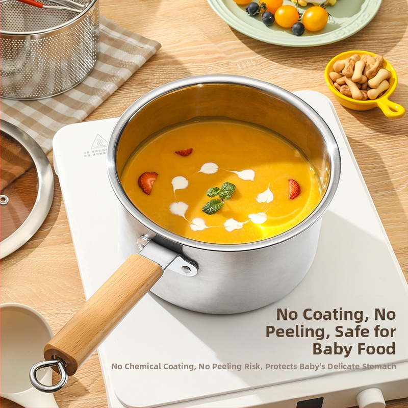 Тенджера за пържене от неръждаема стомана, домакинска малка тенджера за пържене с цедка, газова тенджера за пържене, задълбочаваща се, икономична на гориво, пържене от неръждаема стомана 304