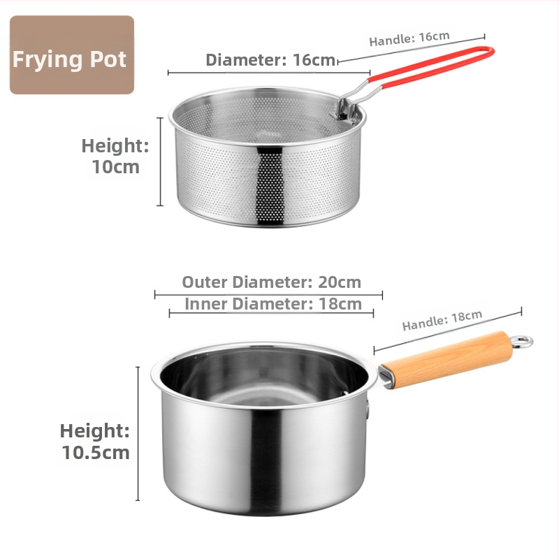 Nerūdijančio plieno keptuvė, buitinė, maža keptuvė su sieteliu, dujinė keptuvė, gilinanti degalus, taupanti 304 nerūdijančio plieno keptuvę