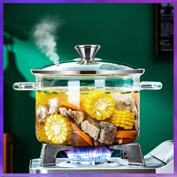 ⇘ Γυάλινη κατσαρόλα υψηλής περιεκτικότητας σε βοριοπυριτικό γυαλί, κατσαρόλα σούπας, ανθεκτικό σε υψηλές θερμοκρασίες, αέριο ανοιχτής φλόγας, άμεσης καύσης, διαφανής ηλεκτρική κεραμική κατσαρόλα, καυτή σε κόκκινο χρώμα