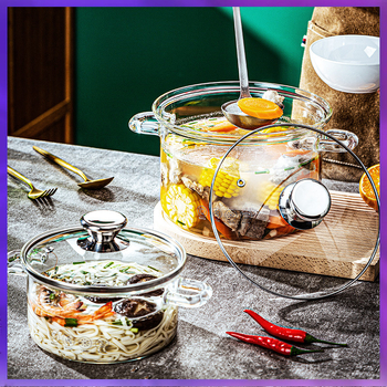 ⇘ Γυάλινη κατσαρόλα υψηλής περιεκτικότητας σε βοριοπυριτικό γυαλί, κατσαρόλα σούπας, ανθεκτικό σε υψηλές θερμοκρασίες, αέριο ανοιχτής φλόγας, άμεσης καύσης, διαφανής ηλεκτρική κεραμική κατσαρόλα, καυτή σε κόκκινο χρώμα