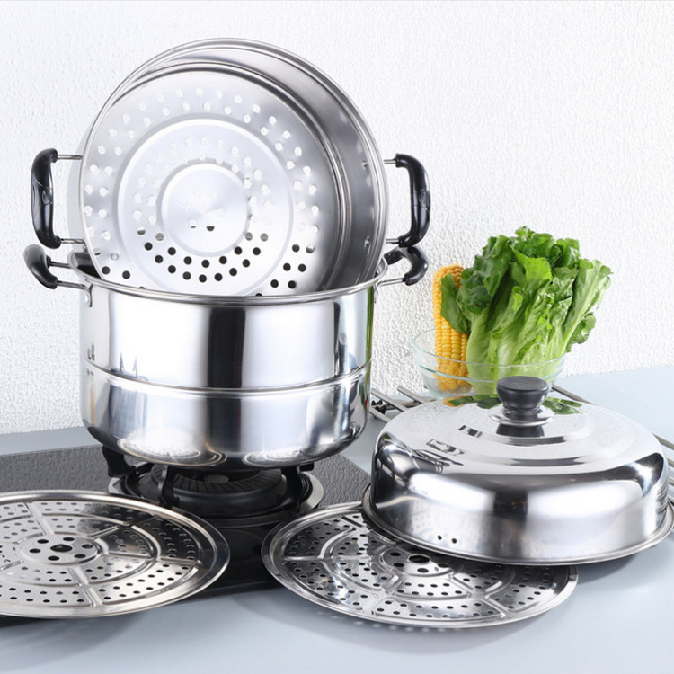 Двуслоен параход от неръждаема стомана, удебелен търговски параход с двойно предназначение, трислоен параход с голям капацитет, домакински многофункционален параход