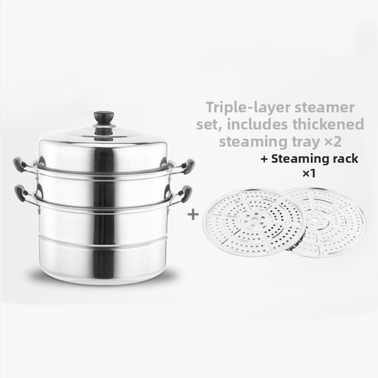 Двуслоен параход от неръждаема стомана, удебелен търговски параход с двойно предназначение, трислоен параход с голям капацитет, домакински многофункционален параход