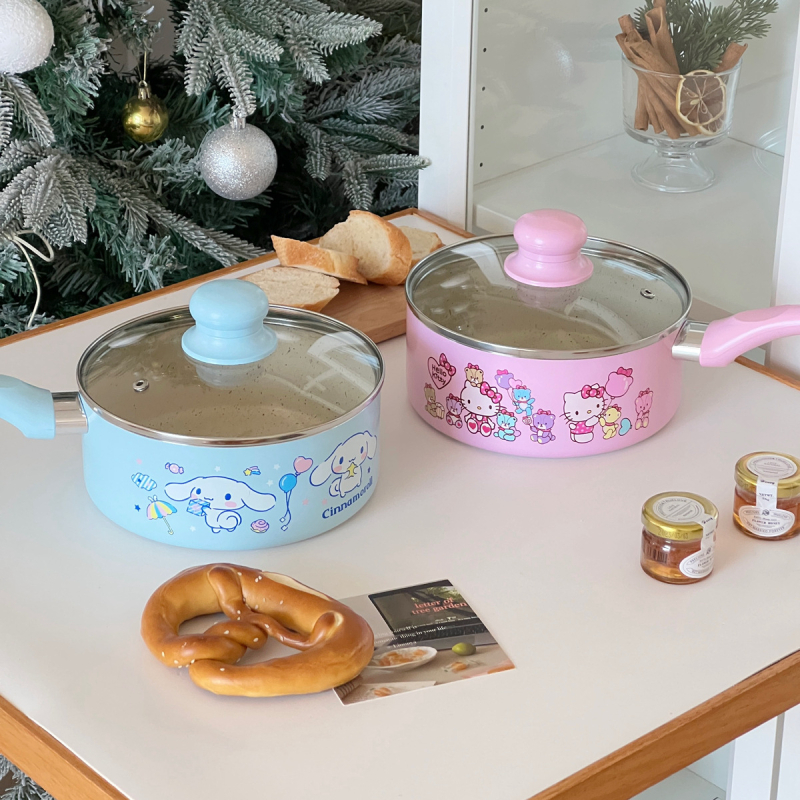 Японски крем Kulomi Big Ear Dog Merlot Home Dormitory Незалепващ тиган с капак Готвене Нудли Пържено Яйце Мляко Тиган Супа Тенджера